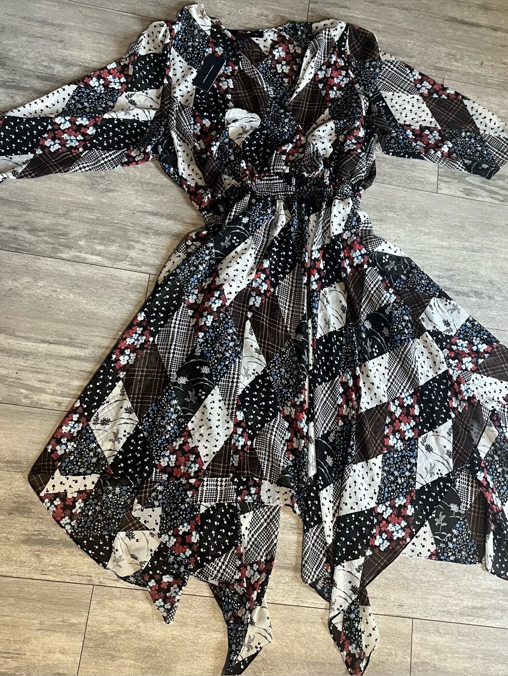 Tommy Hilfiger NWT Dress 3X Floral Patchwork V-Neck Bon Sorbonne